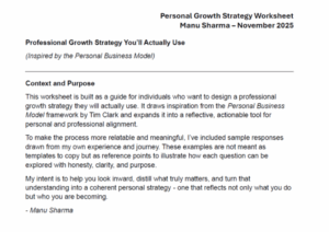 Personal Growth Strategy - Manu Sharma
