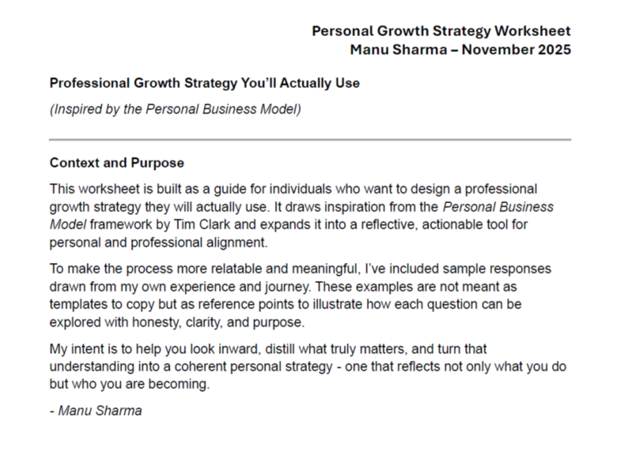 Personal Growth Strategy - Manu Sharma